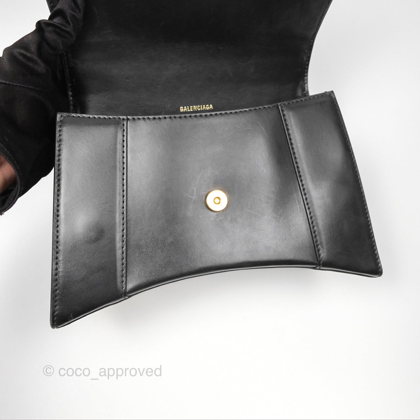 Balenciaga Small Hourglass Top Handle Bag Black Box Calfskin