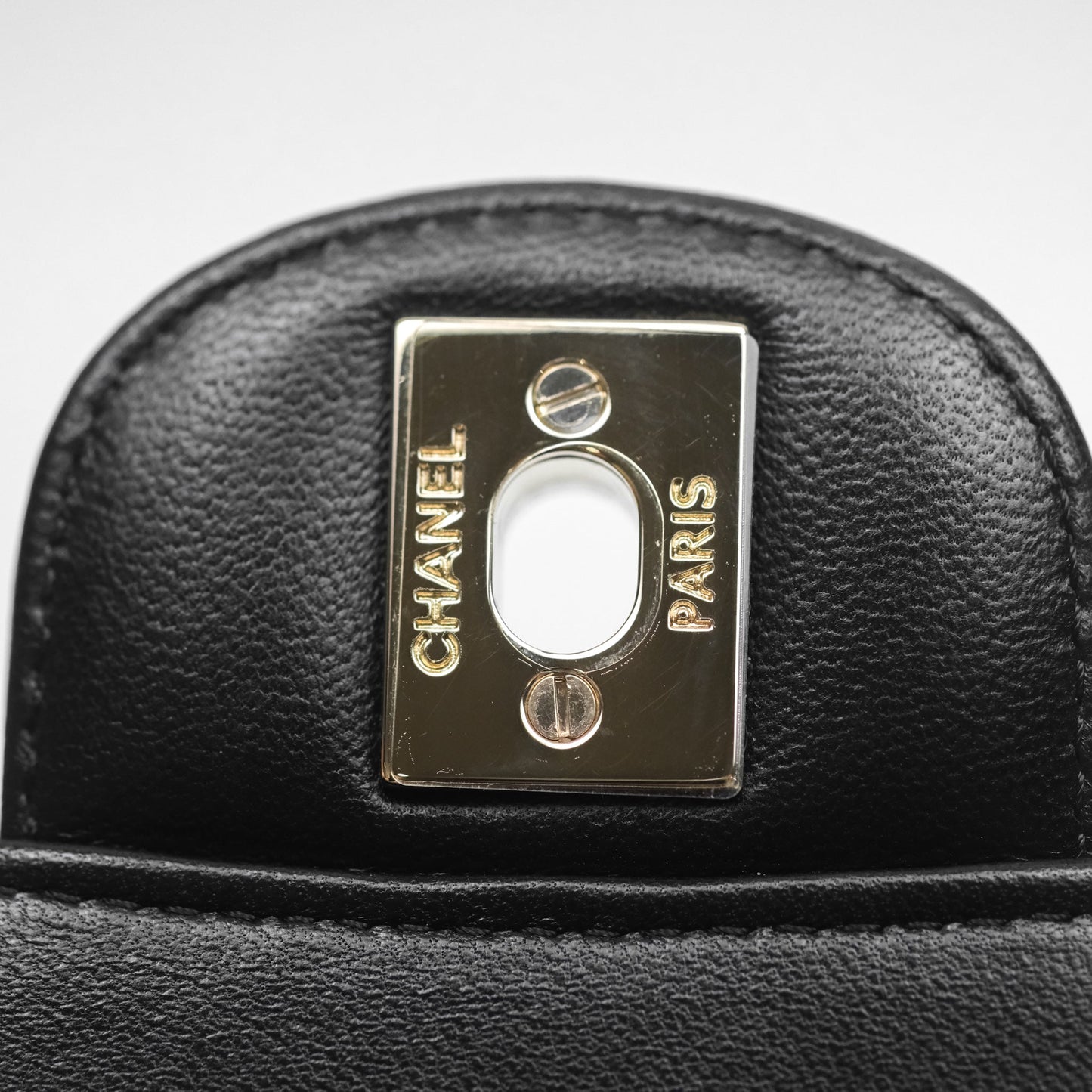 Chanel Mini Square Black Chevron Lambskin Gold Hardware