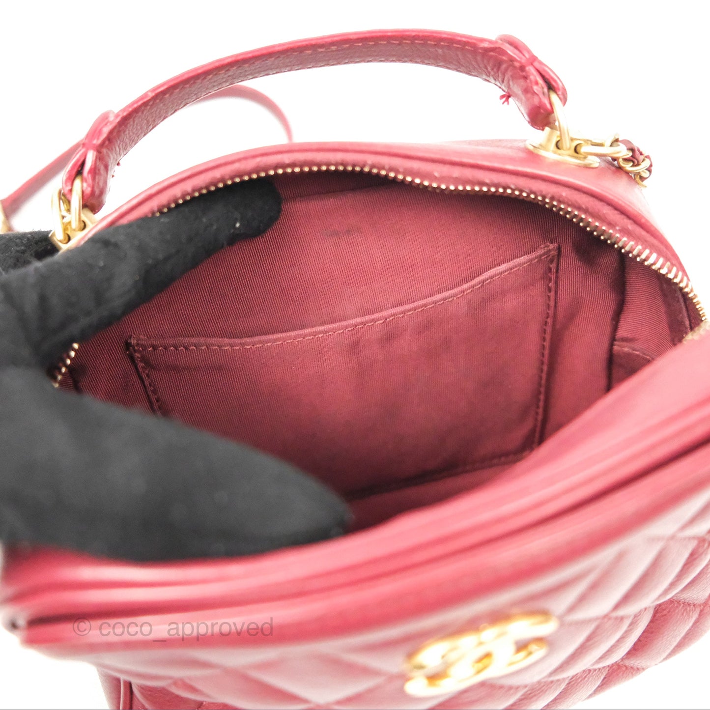 Chanel Quilted CC Small Vanity Case Dark Red Calfskin