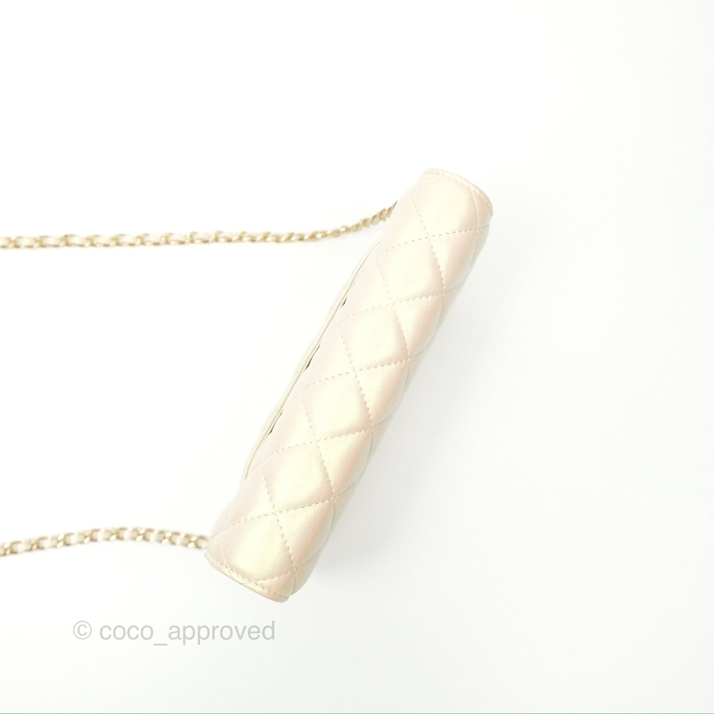 Chanel Quilted Wallet on Chain WOC Iridescent Ivory Gold Hardware 20A