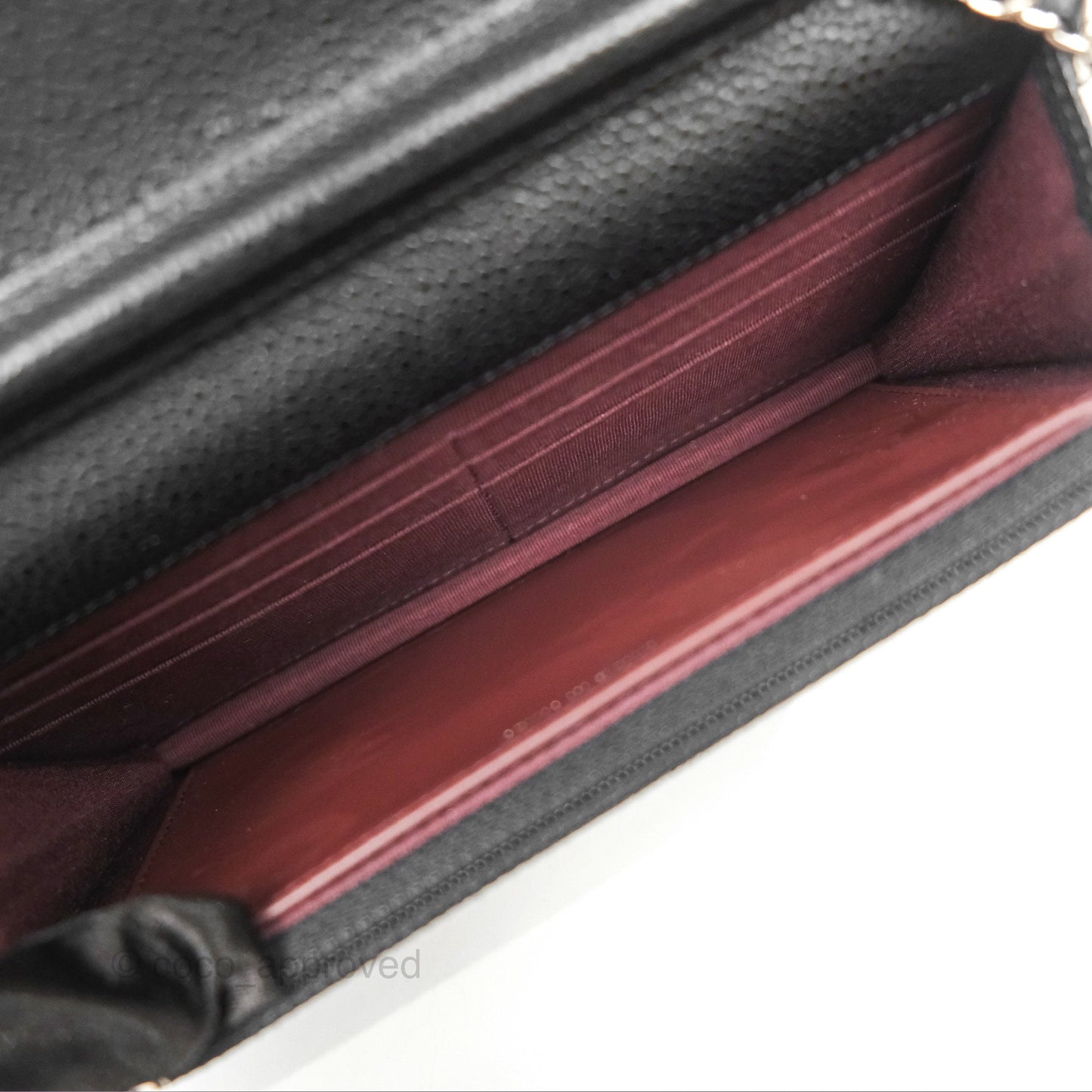 Chanel Quilted Classic Wallet On Chain WOC Black Caviar Silver Hardware
