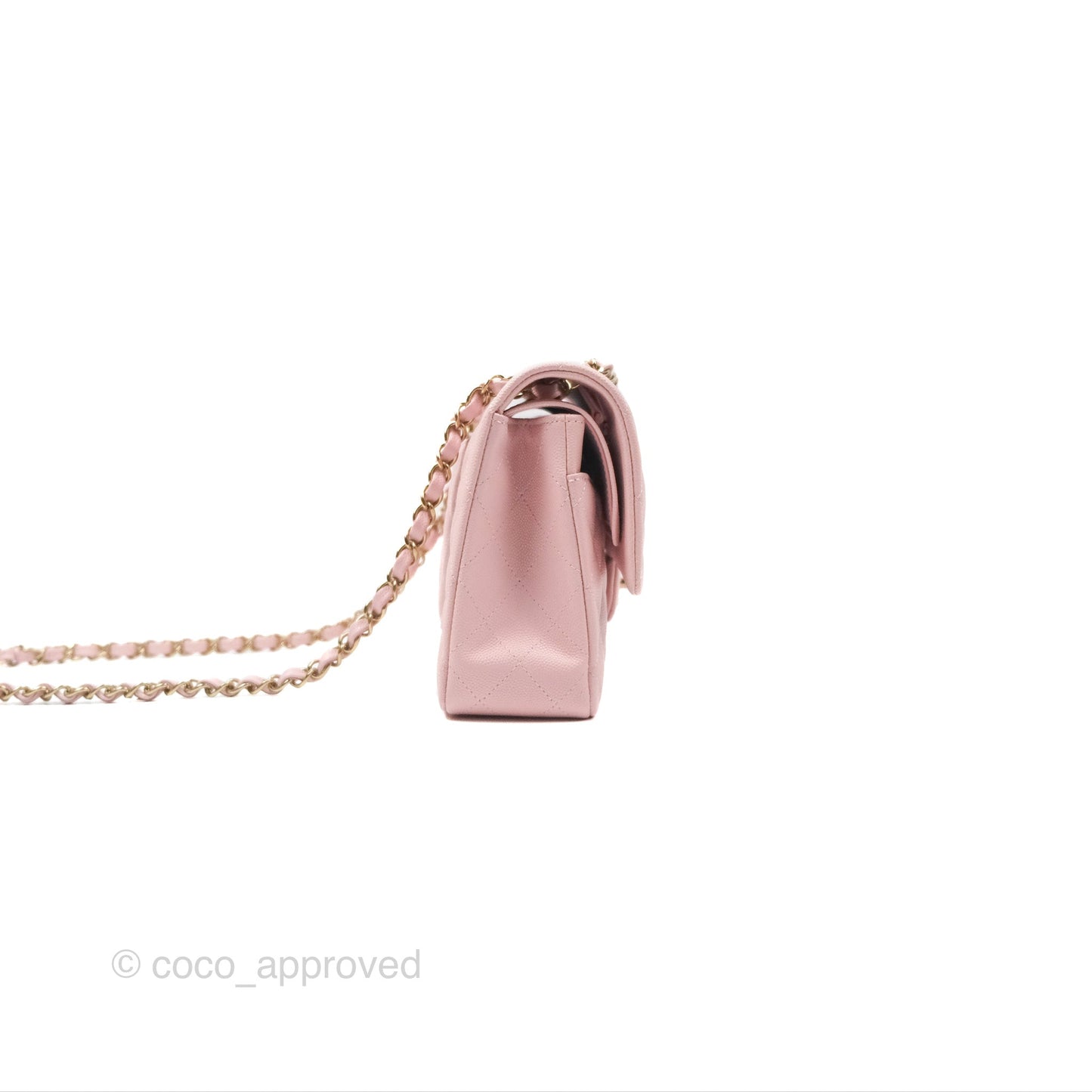 Chanel Medium Classic Flap Quilted Pink Caviar Gold Hardware