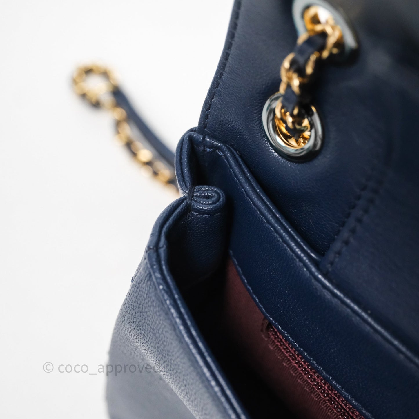 Chanel Mademoiselle Vintage Flap Bag Navy Sheepskin Gold Hardware