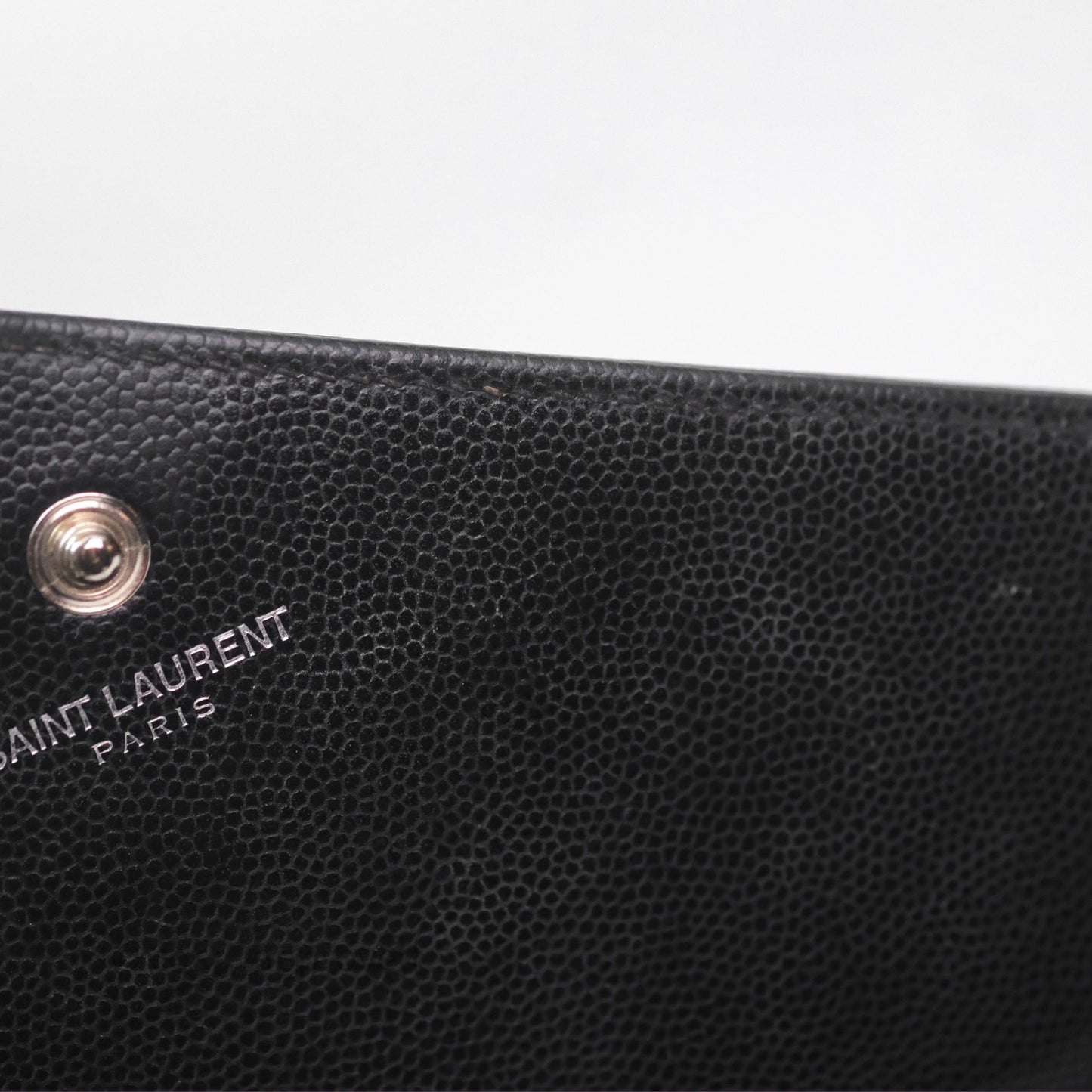 Saint Laurent Wallet on Chain WOC Black Grained Leather Sliver Hardware