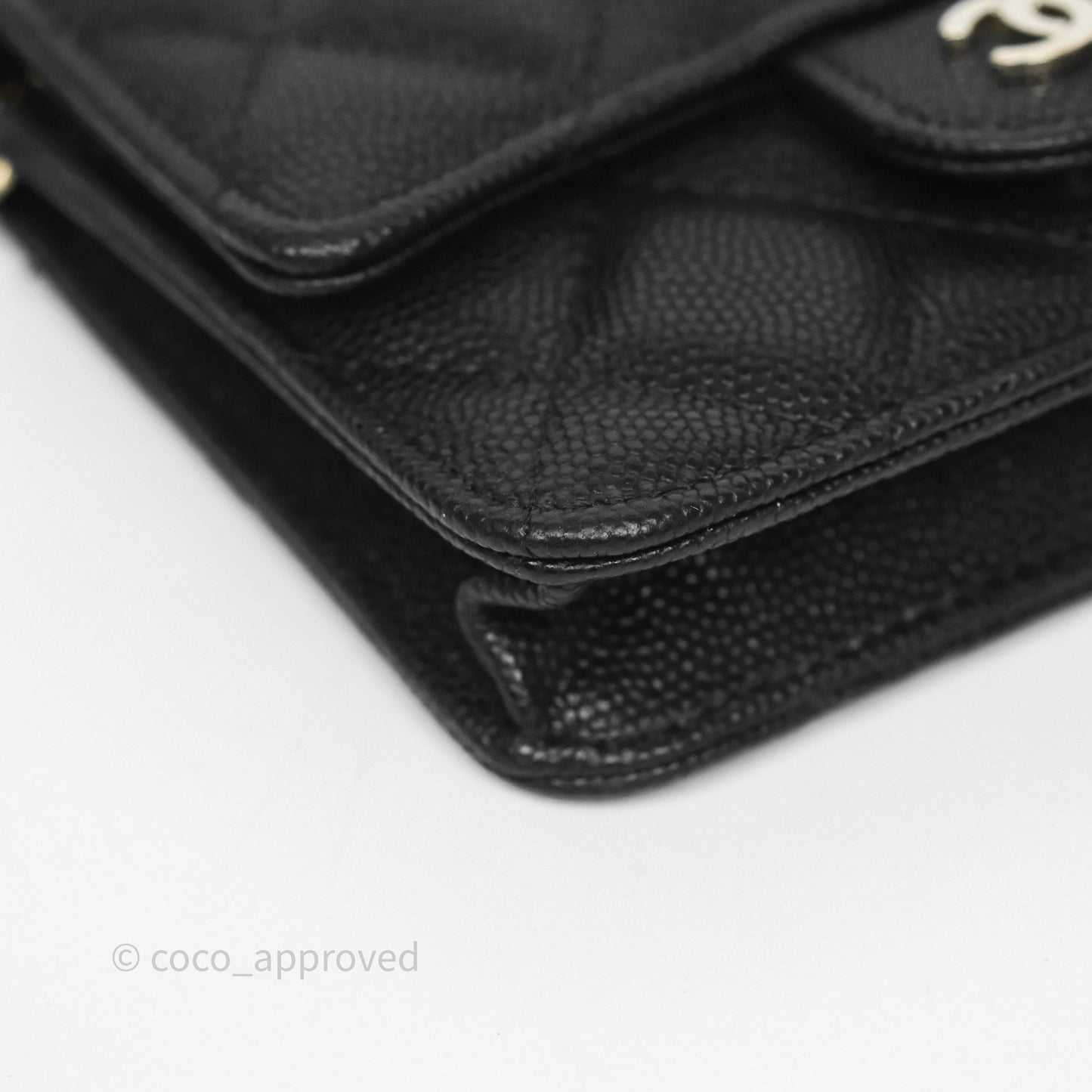Chanel Mini Wallet With Chain Black Caviar Gold Hardware