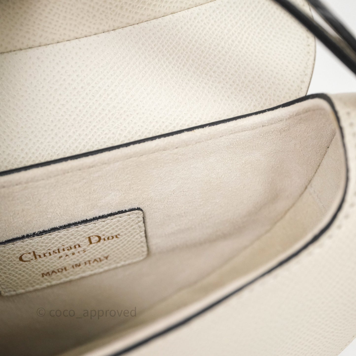 Christian Dior Mini Saddle Bag White Grained Calfskin Gold Hardware