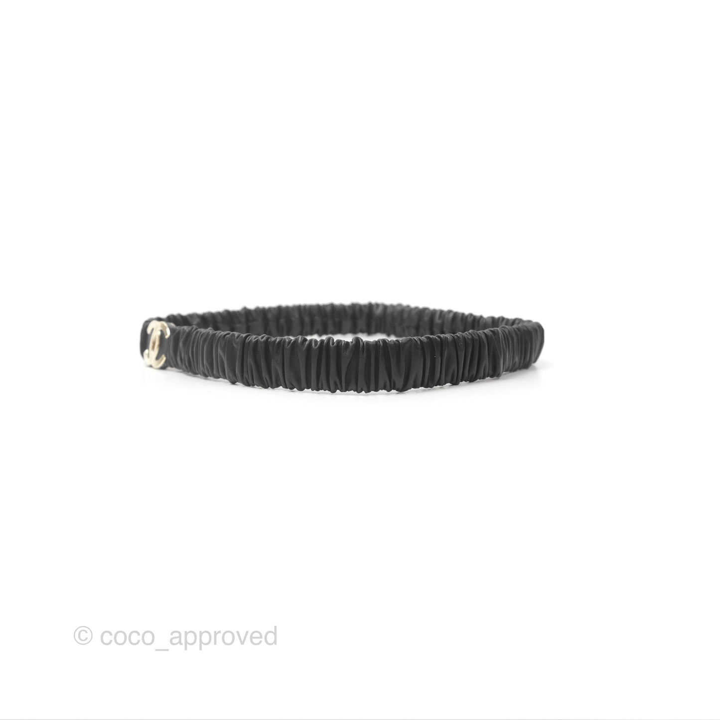 Chanel CC Ruched Belt Black Lambskin Gold Tone 21K