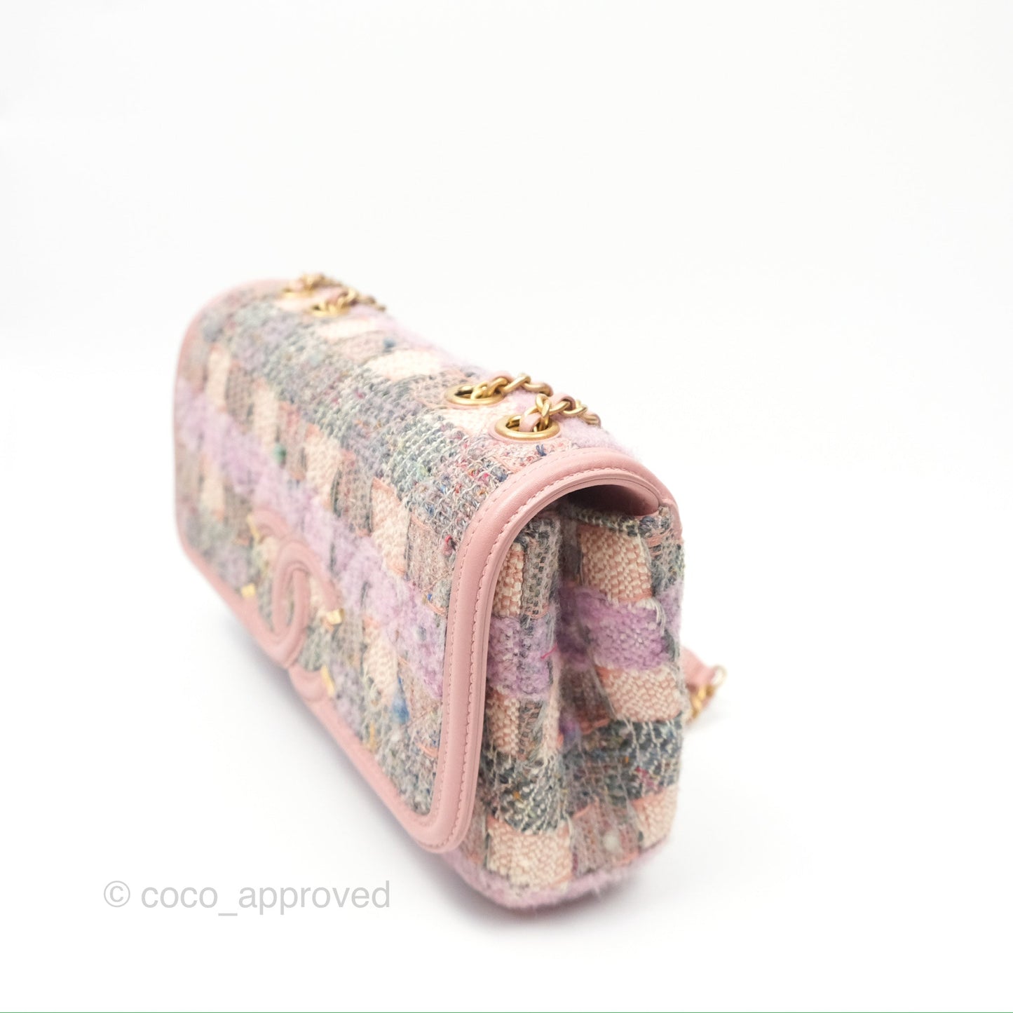 Chanel Small CC Filigree Flap Pink Tweed