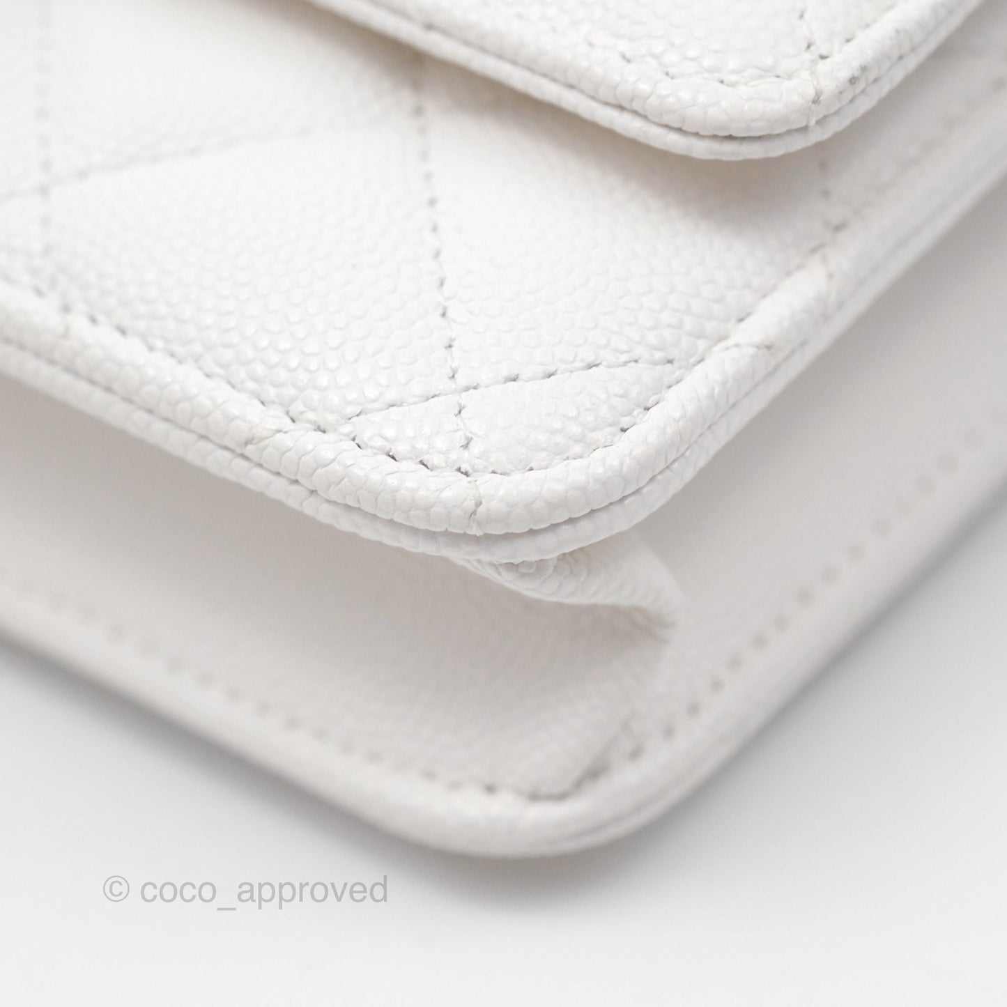 Chanel Quilted Classic Wallet on Chain WOC White Caviar Gold Hardware