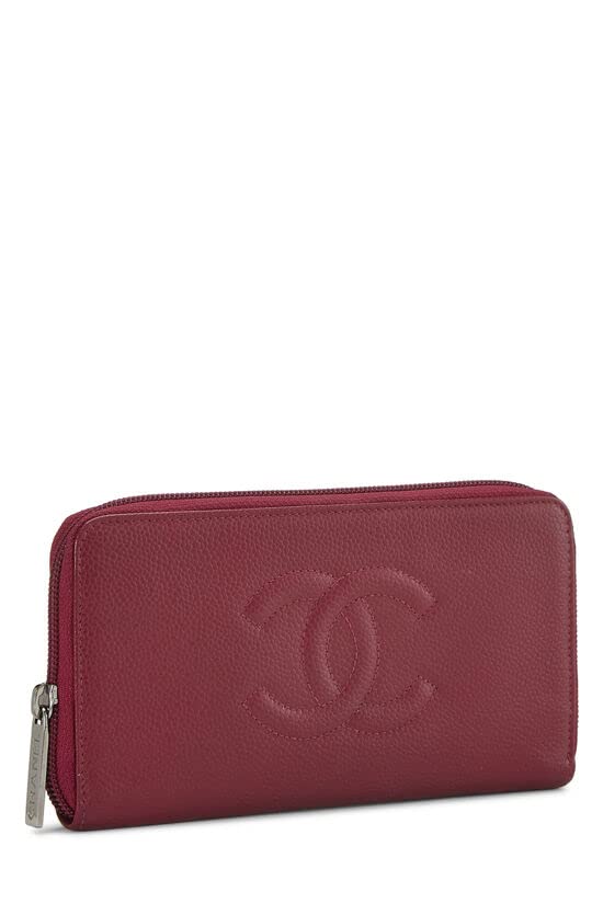 CHANEL,  Berry Caviar Timeless 'CC' Wallet, Pink