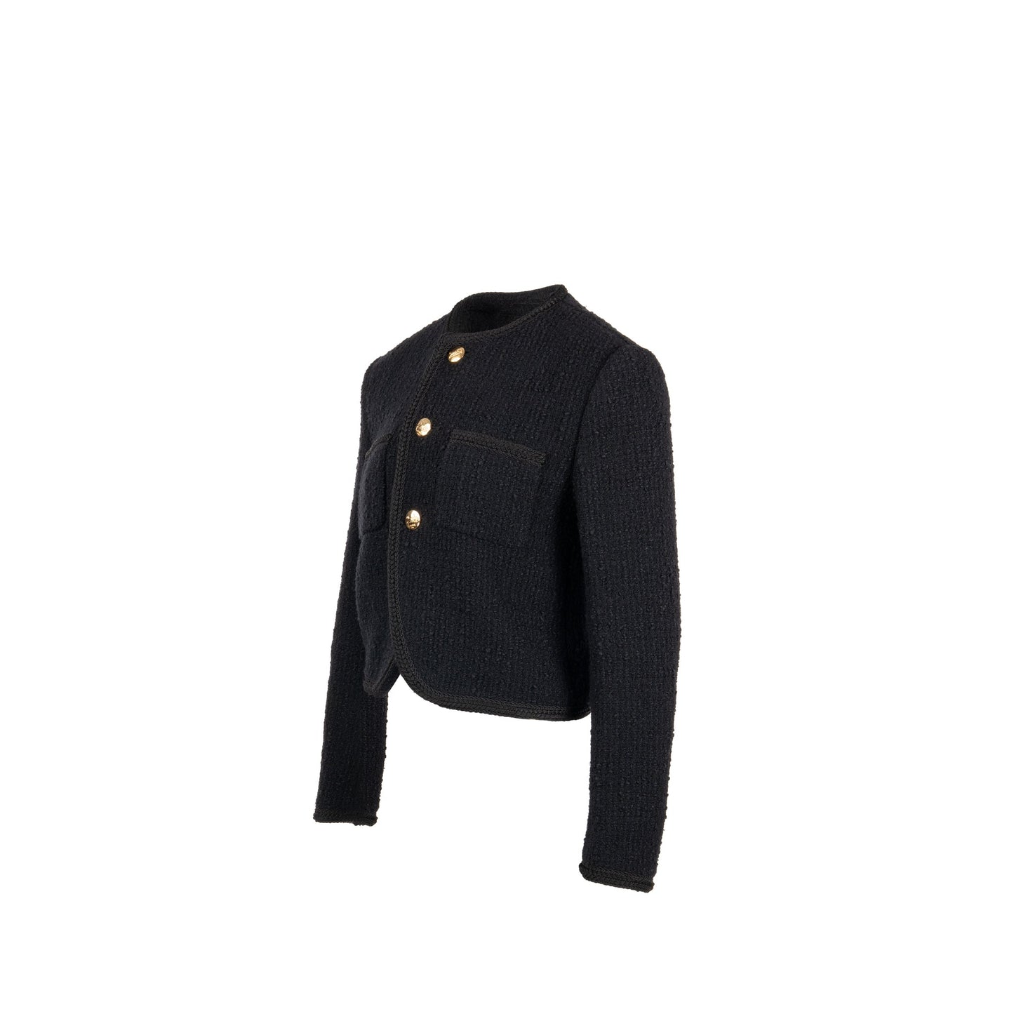 Celine Size 40 Chasseur Jacket Tweed Black GHW