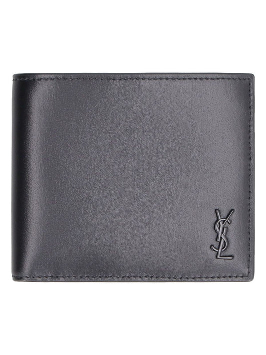 Luxury Saint Laurent Men's Tiny Cassandra Wallet in Nero | 6077271JB0U1000
