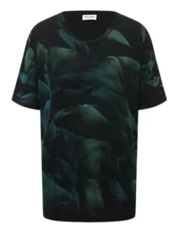 Luxury Saint Laurent Tie Dye Logo Short Sleeve T-Shirt Green