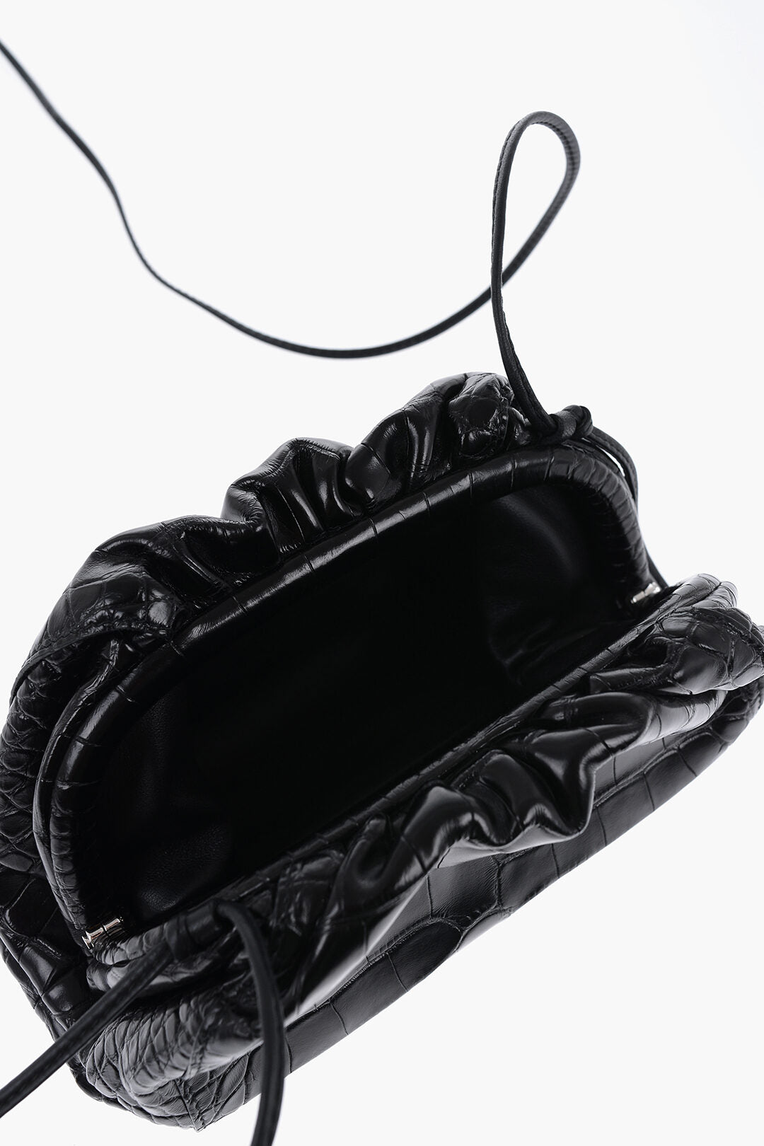 Luxury Bottega Veneta Alligator Skin Pouch With Magnetic Closure