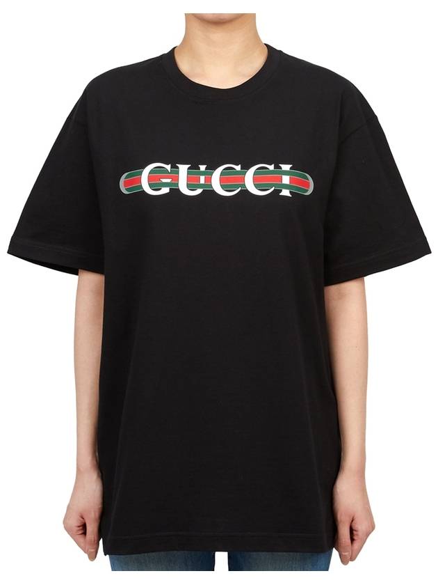 Luxury Gucci Trending 2025 Web Print Cotton Short Sleeve T-Shirt Black