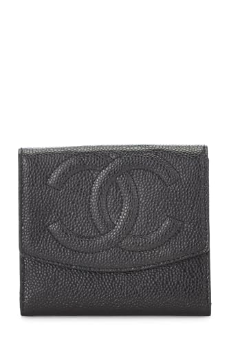 Chanel,  Black Caviar Timeless 'CC' Compact Wallet, Black