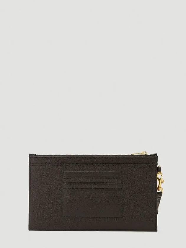 Luxury Saint Laurent Monogram Quilted Bill Pouch Clutch Bag Black