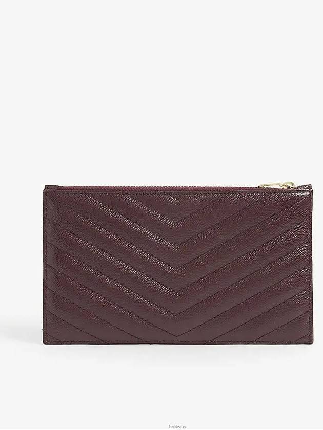 Luxury Saint Laurent Monogram Quilted Clutch Bag Dark Red