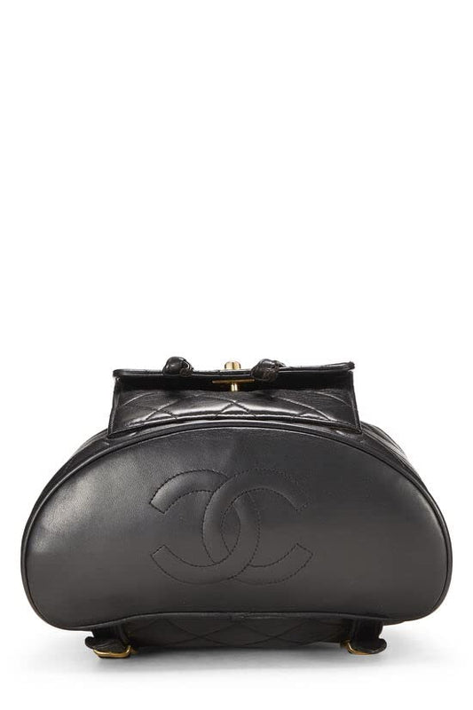 CHANEL,  Black Quilted Lambskin 'CC' Classic Backpack Medium, Black