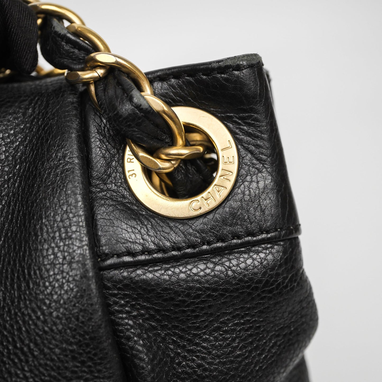 Chanel Mosaic Studs Accordion Flap Bag Black Calfskin Aged Gold Hardware