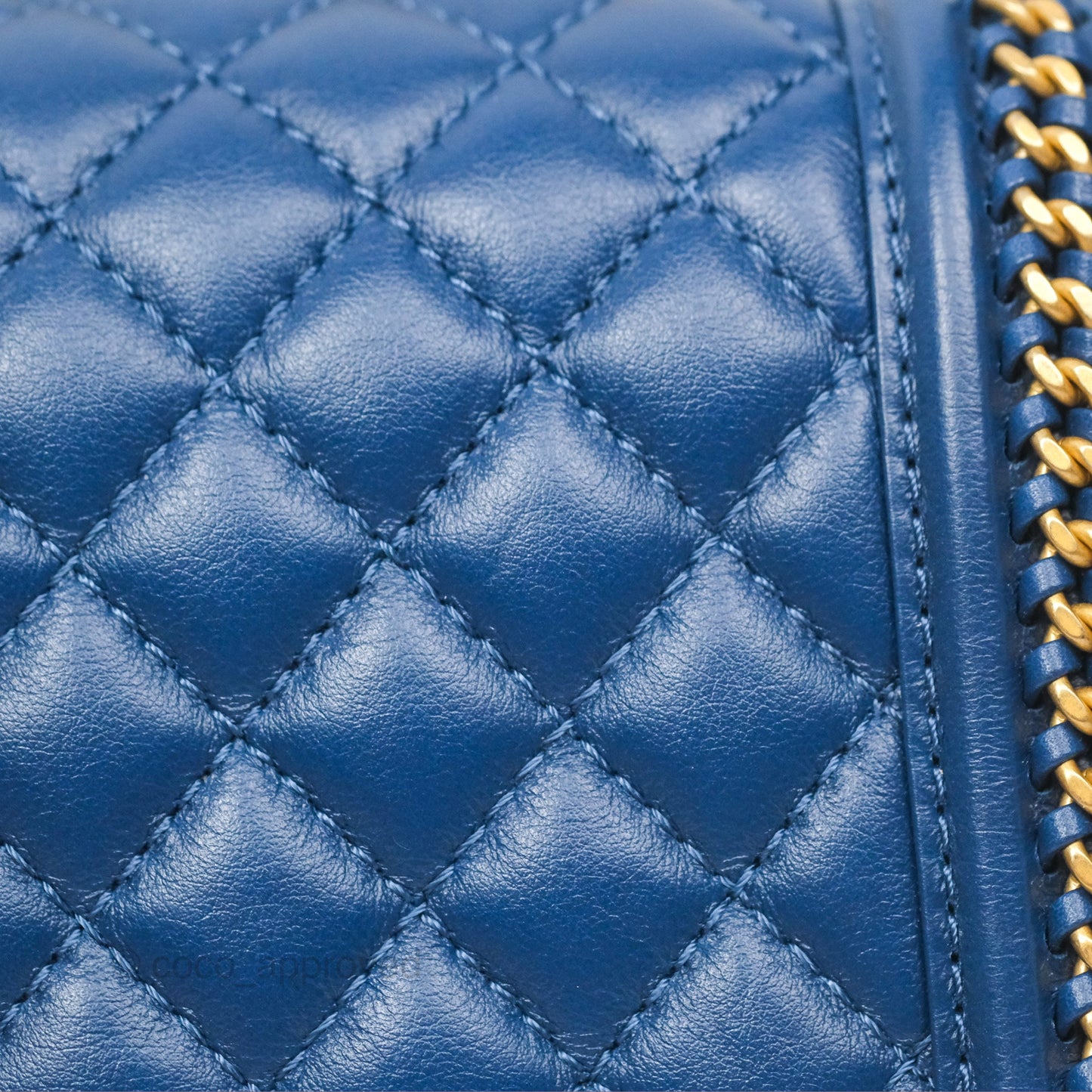Chanel Quilted Medium Boy With Handle Dark Blue Calfskin Aged Gold Hardware
