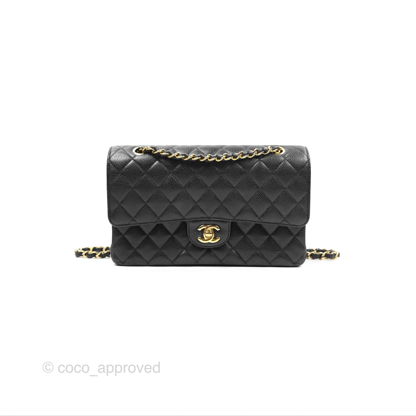 Chanel Classic M/L Medium Flap Quilted Black Caviar Gold Hardware