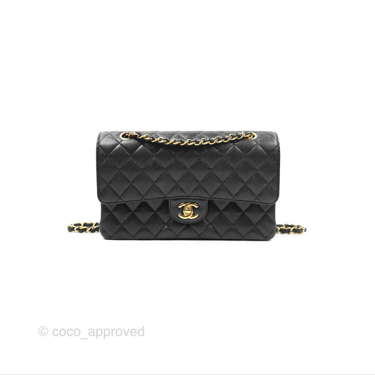 Chanel Classic M/L Medium Flap Quilted Black Caviar Gold Hardware