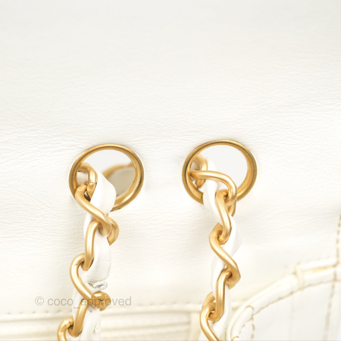 Chanel Small Tweed Flap Bag White Aged Gold Hardware
