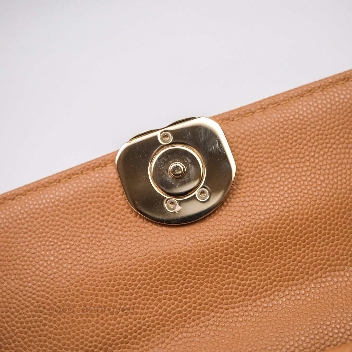 Chanel Kelly Clutch Top Handle Dark Beige Caviar Bag Light Gold hardware