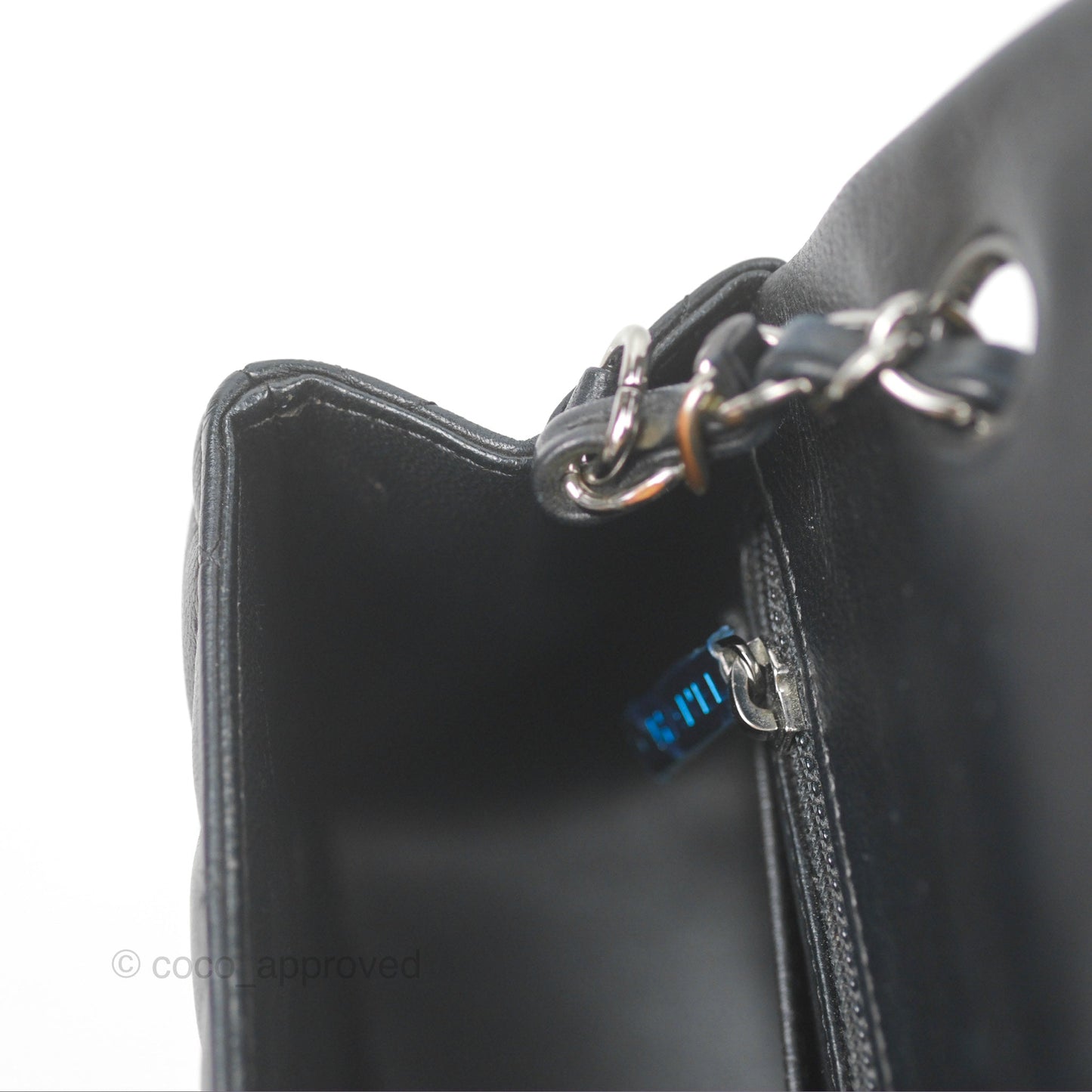 Chanel Quilted Mini Rectangular Flap Black Lambskin Silver Hardware