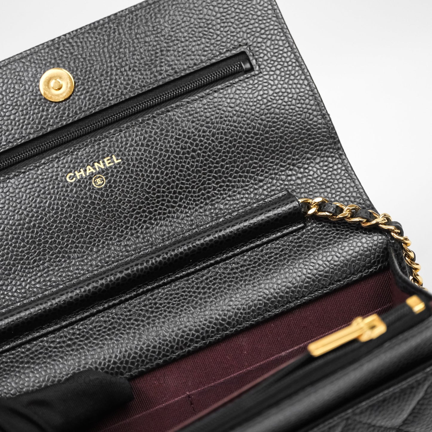 Chanel Quilted WOC Black Caviar Gold Hardware