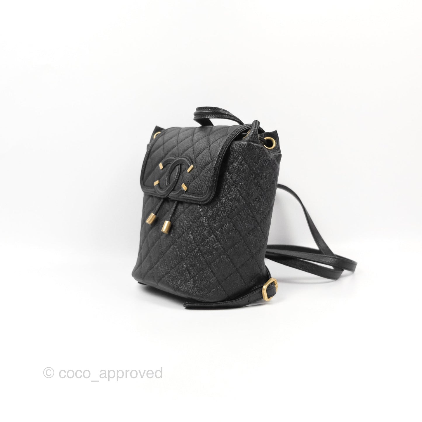 Chanel Small Quilted Filigree Backpack Black Caviar
