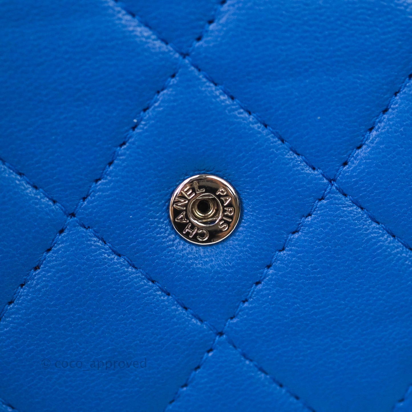 Chanel Quilted Wallet on Chain WOC Blue Lambskin Silver Hardware