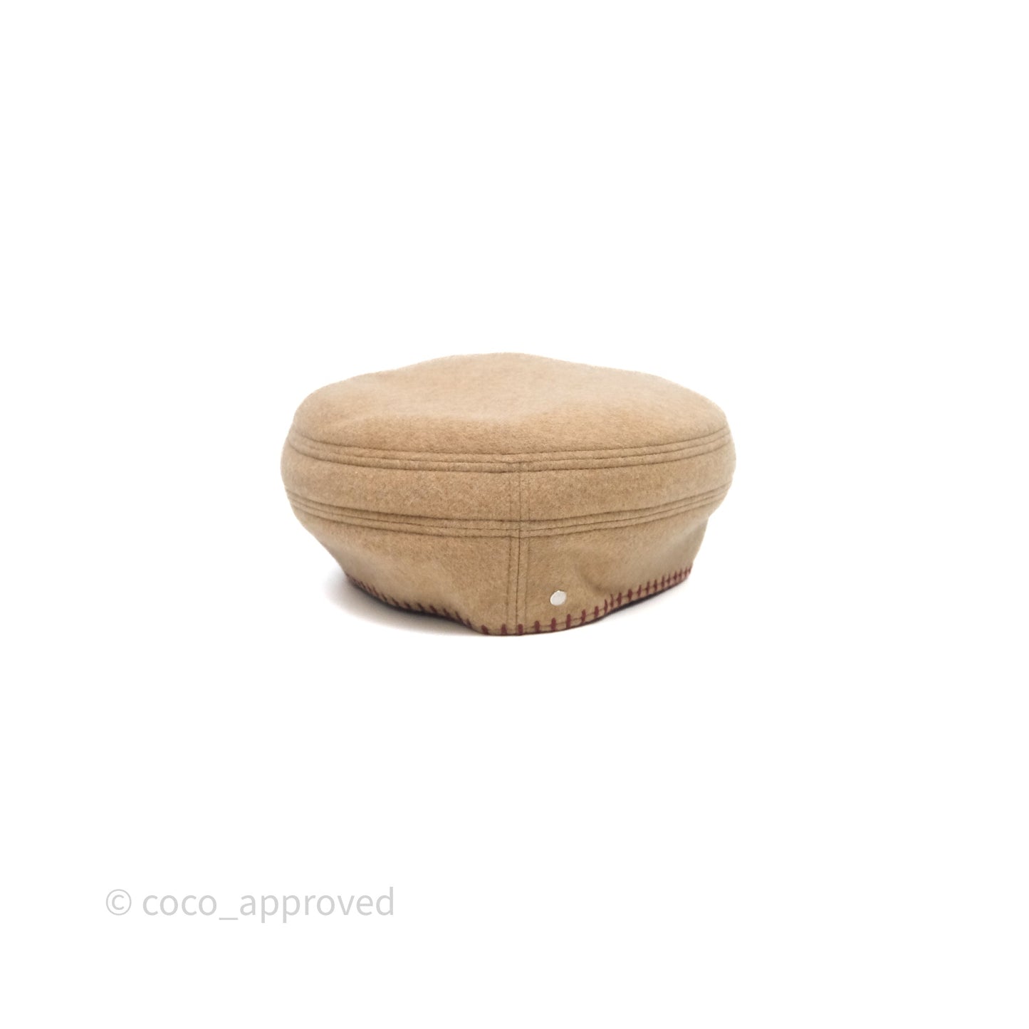 Hermès Saint Honore Beret Cashmere Biscuit 48/ Rouge H 55