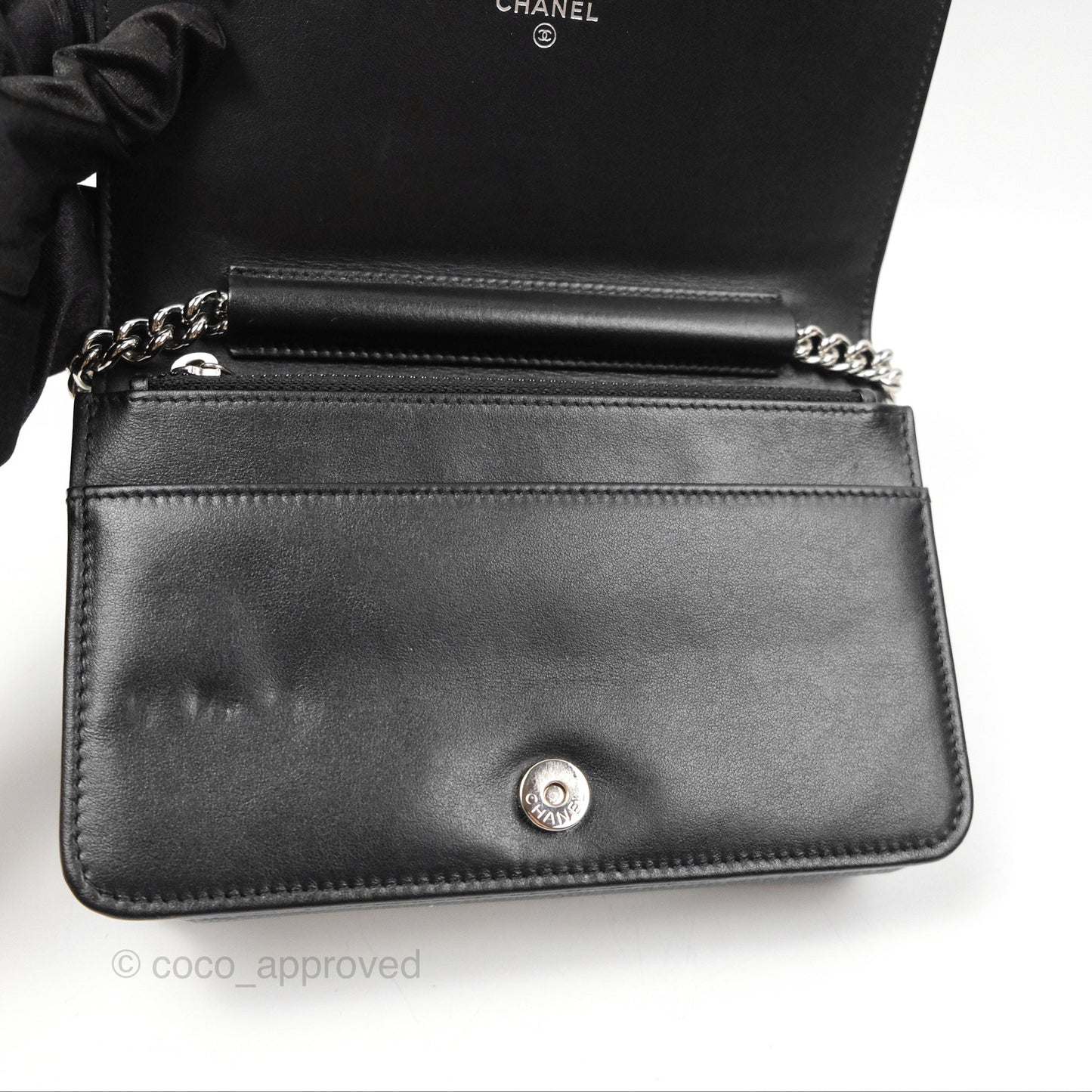 Chanel Chevron Boy Wallet on Chain WOC Black Caviar Silver Hardware