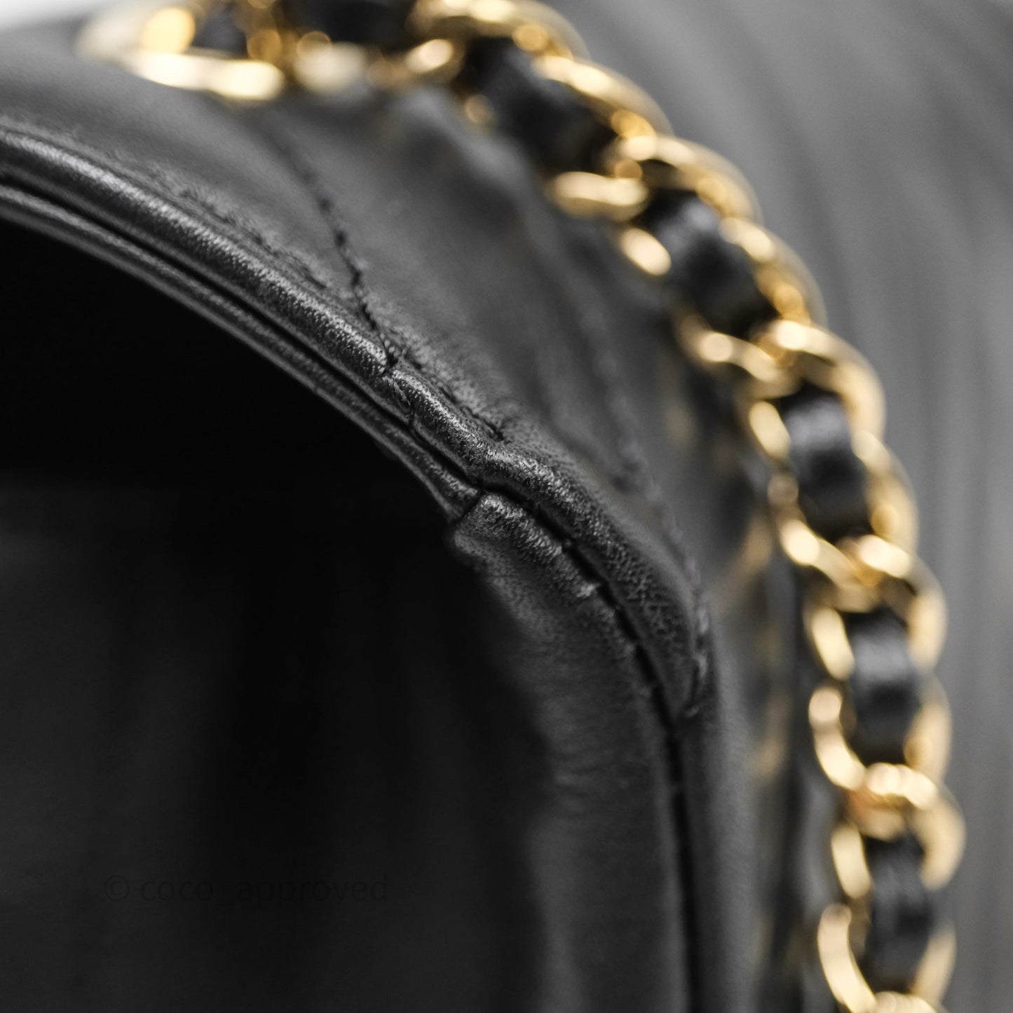 Chanel Black Lambskin Chevron Quilted Statement Flap Bag Light Gold Hardware