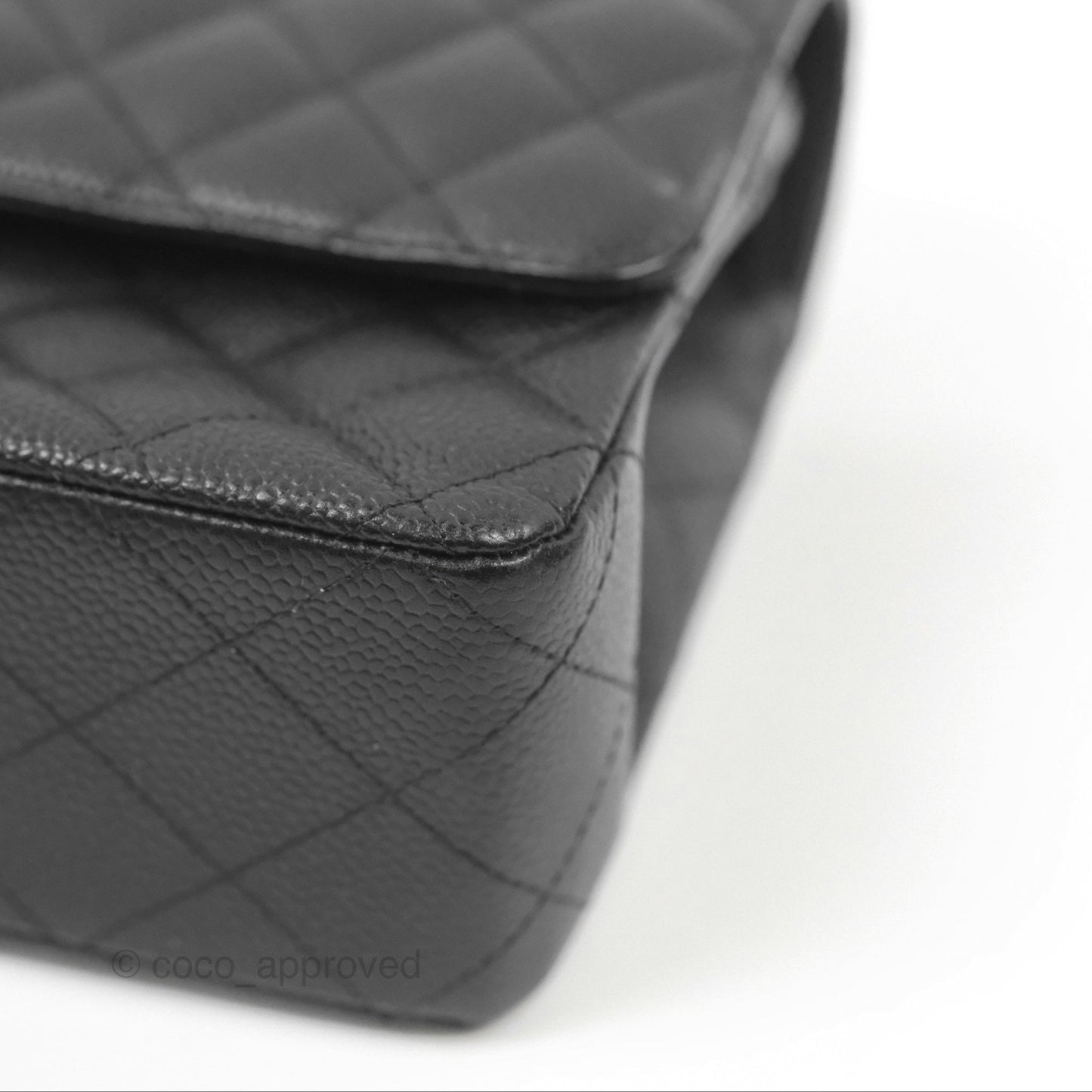 Chanel Classic M/L Medium Flap Quilted Black Caviar Silver Hardware
