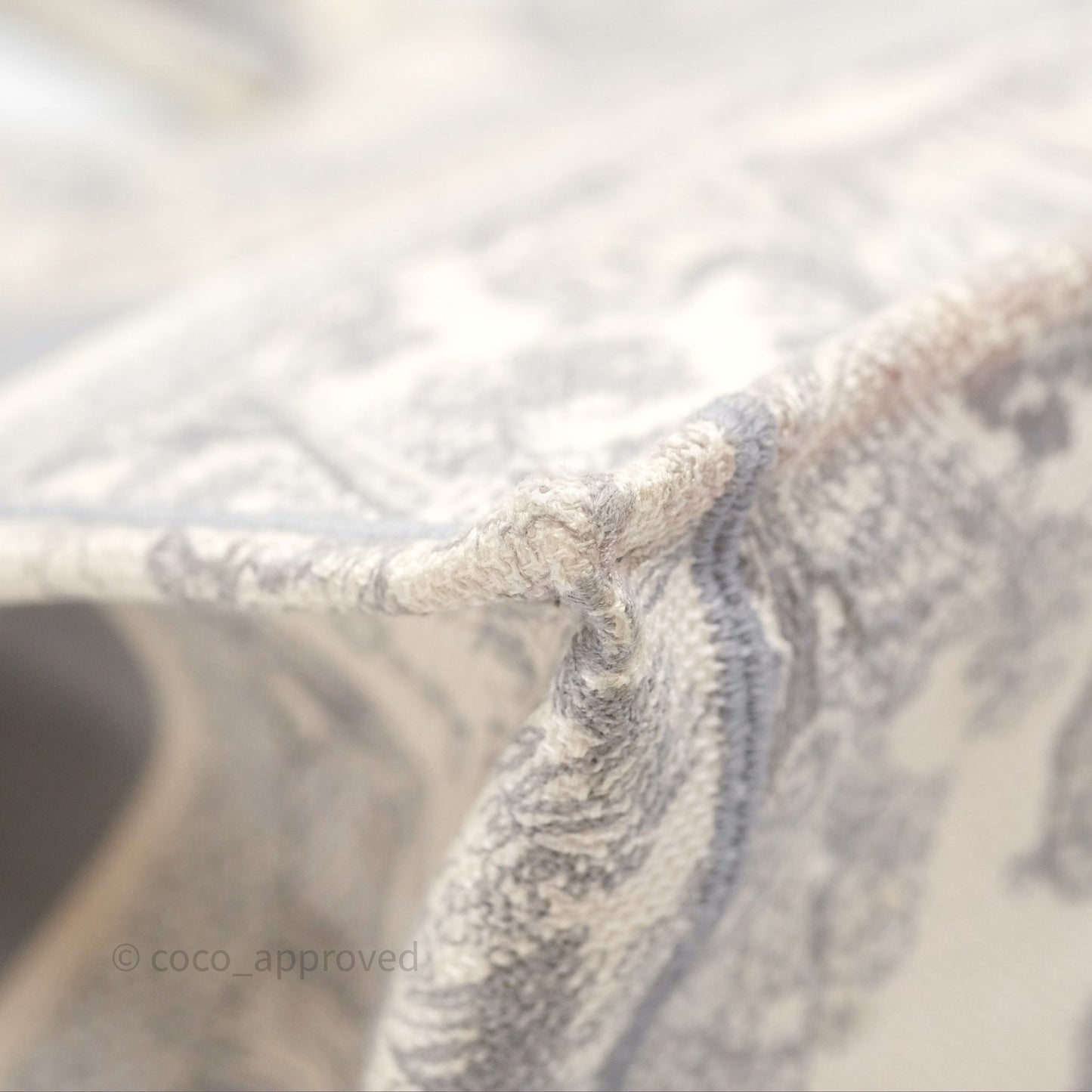 Christian Dior Medium (Old Small) Embroidered Toile De Jouy Light Grey Canvas Book Tote