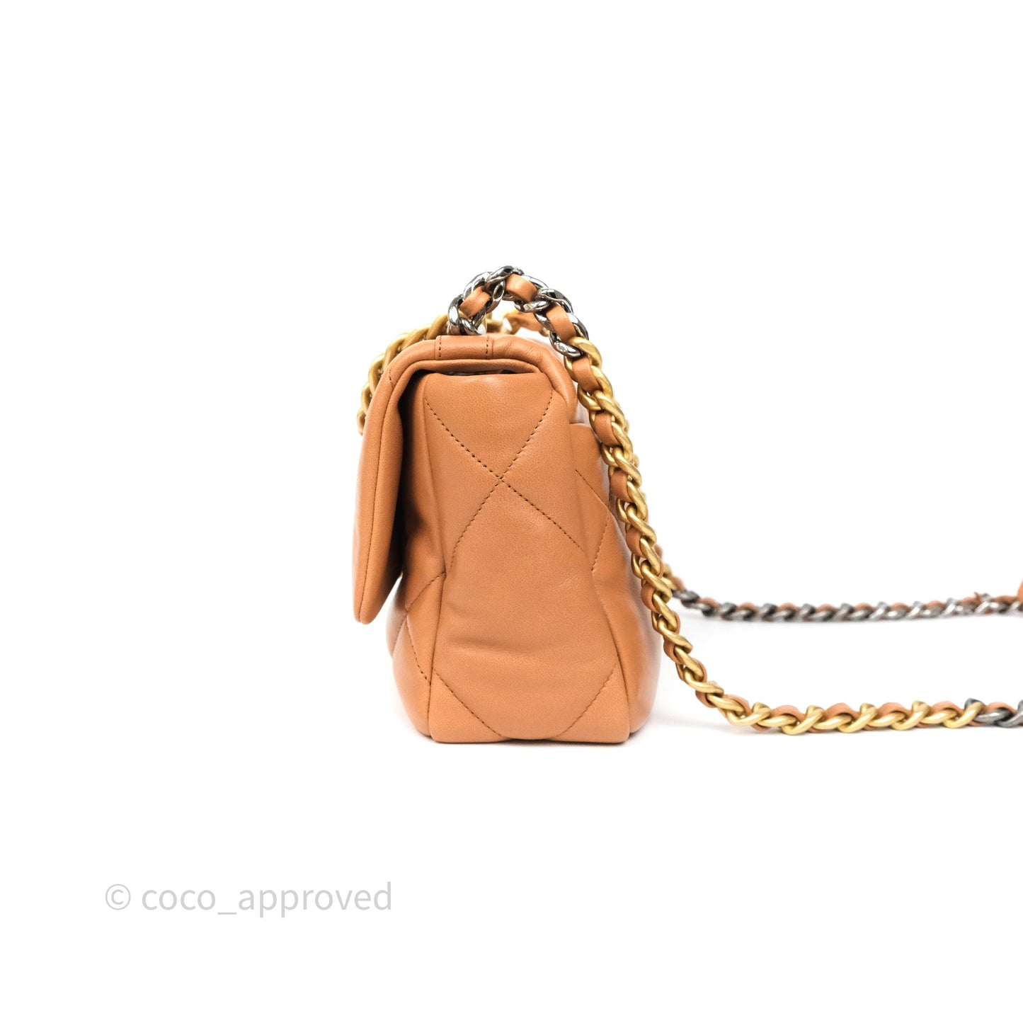 Chanel 19 Small Caramel Dark Beige Brown Mixed Hardware