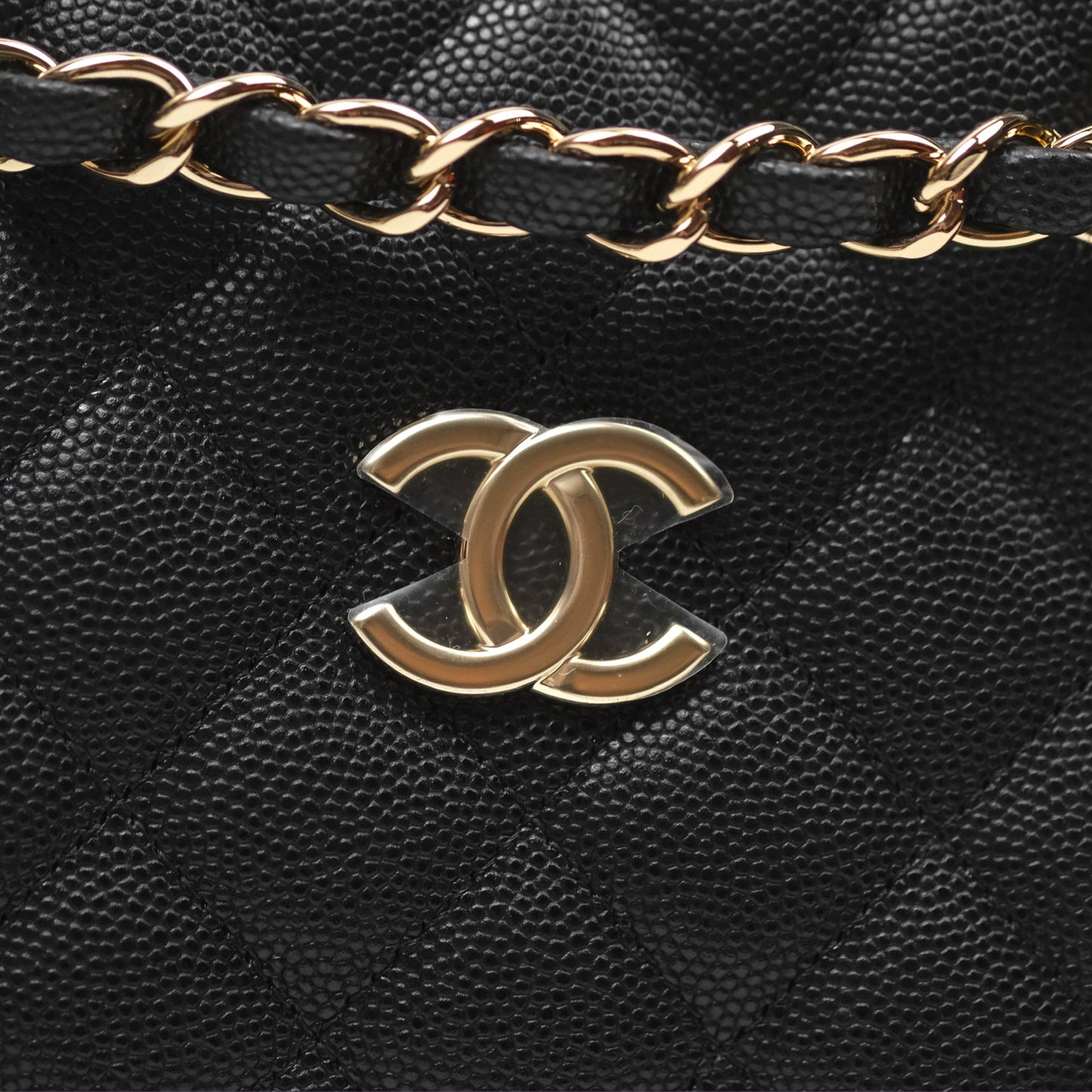Chanel Mini Bucket Tote Black Caviar Gold Hardware 22S