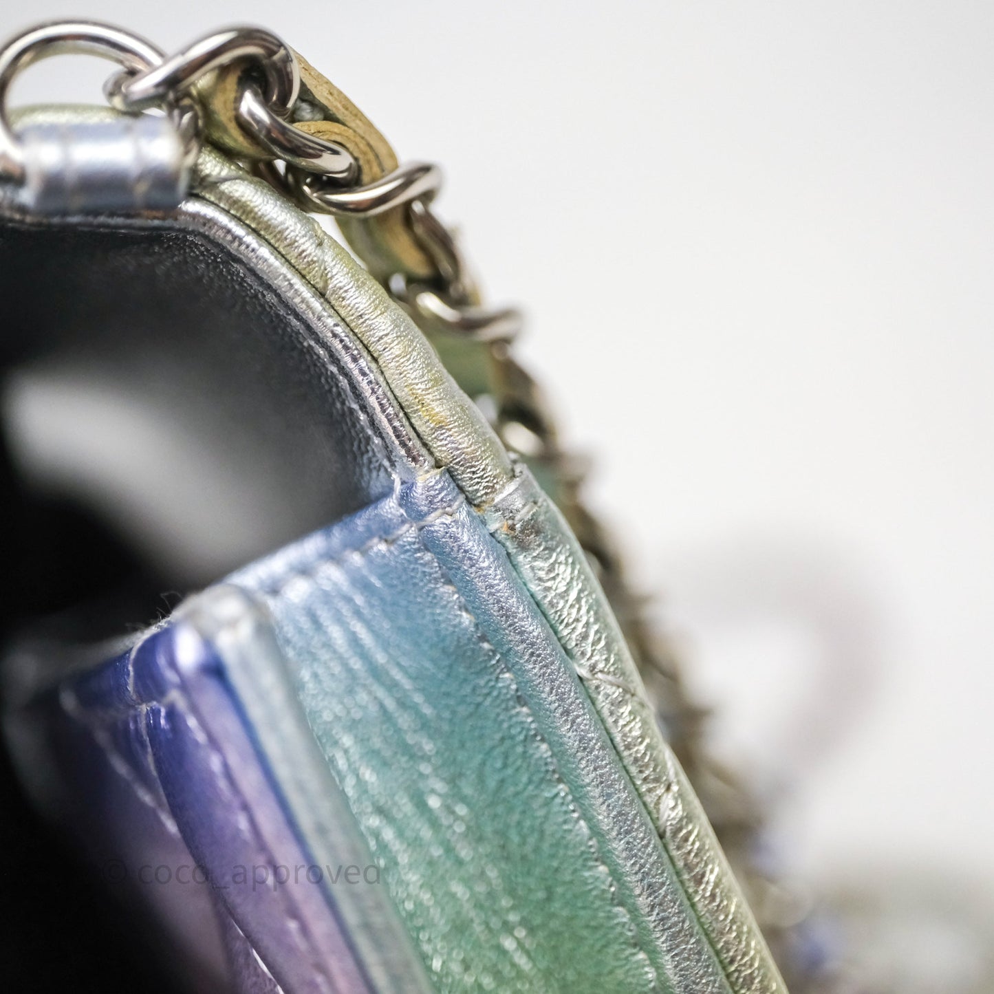 Chanel Classic Quilted Metallic Rainbow Lambskin Phone Holder Rainbow Hardware