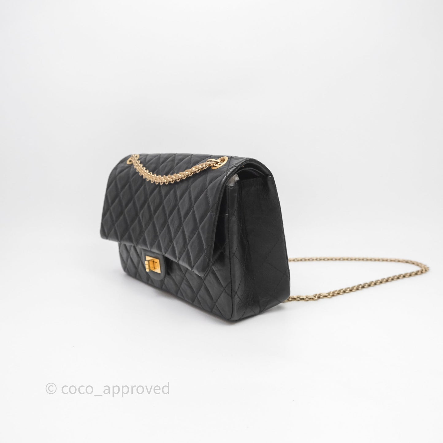 Chanel Quilted Reissue 226 Aged Calfskin Black Aged Gold Hardware