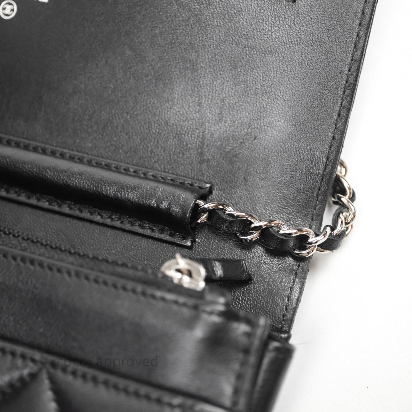 Chanel Quilted WOC Black Lambskin Silver Hardware