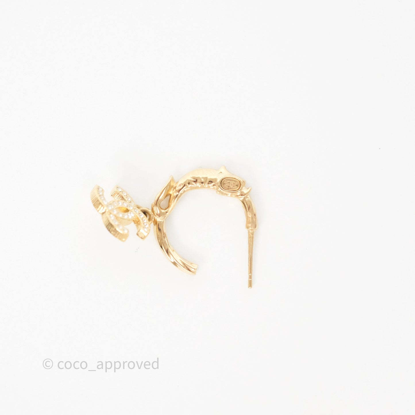 Chanel CC Crystal Hoop Earrings Gold Tone 23C