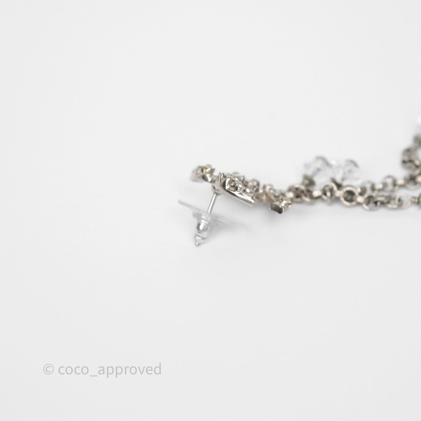 Chanel Crystal CC Drop Earrings Ruthenium Tone 18S