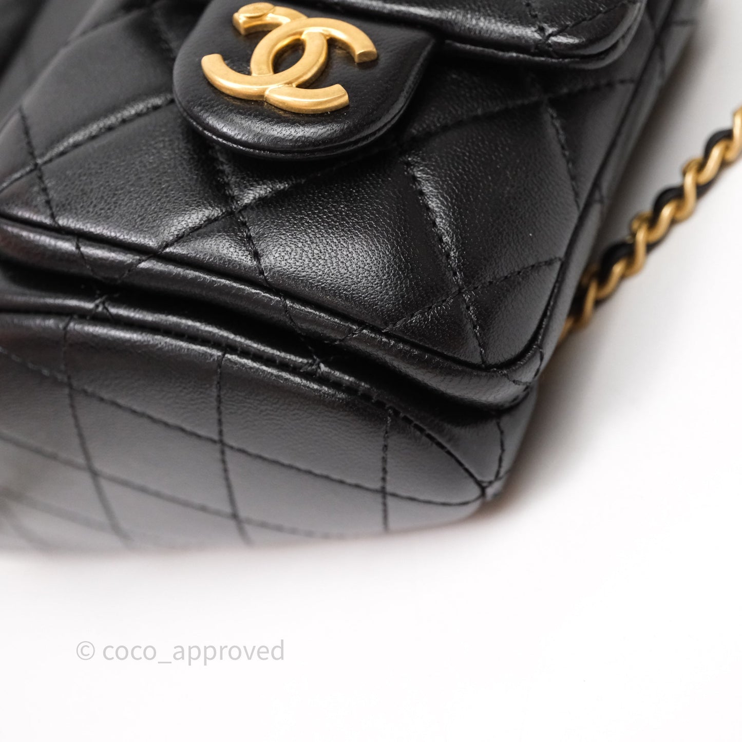 Chanel Double Pocket Black Lambskin Gold Hardware 25C