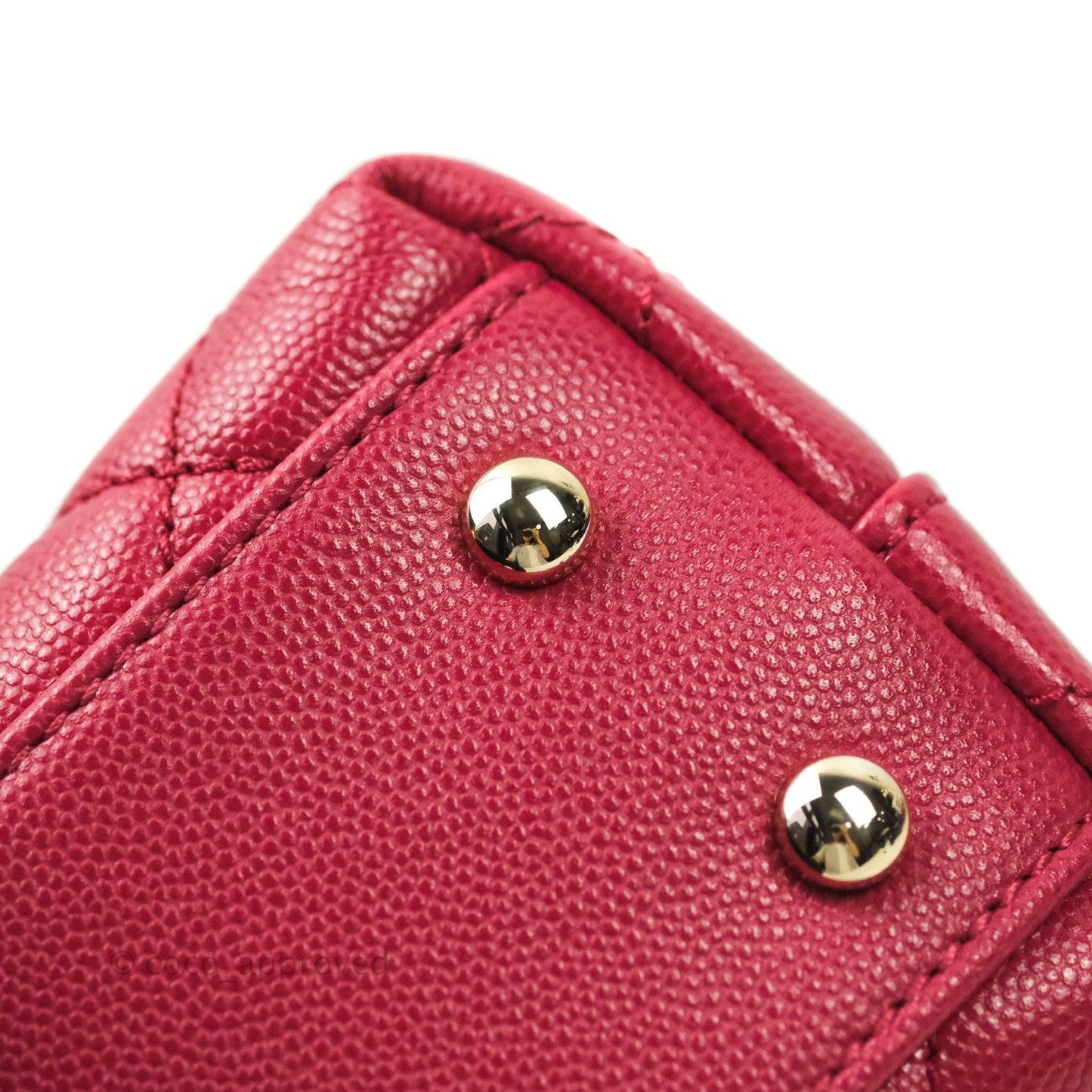 Chanel Mini (Small) Coco Handle Quilted Red Caviar Gold Hardware 21A
