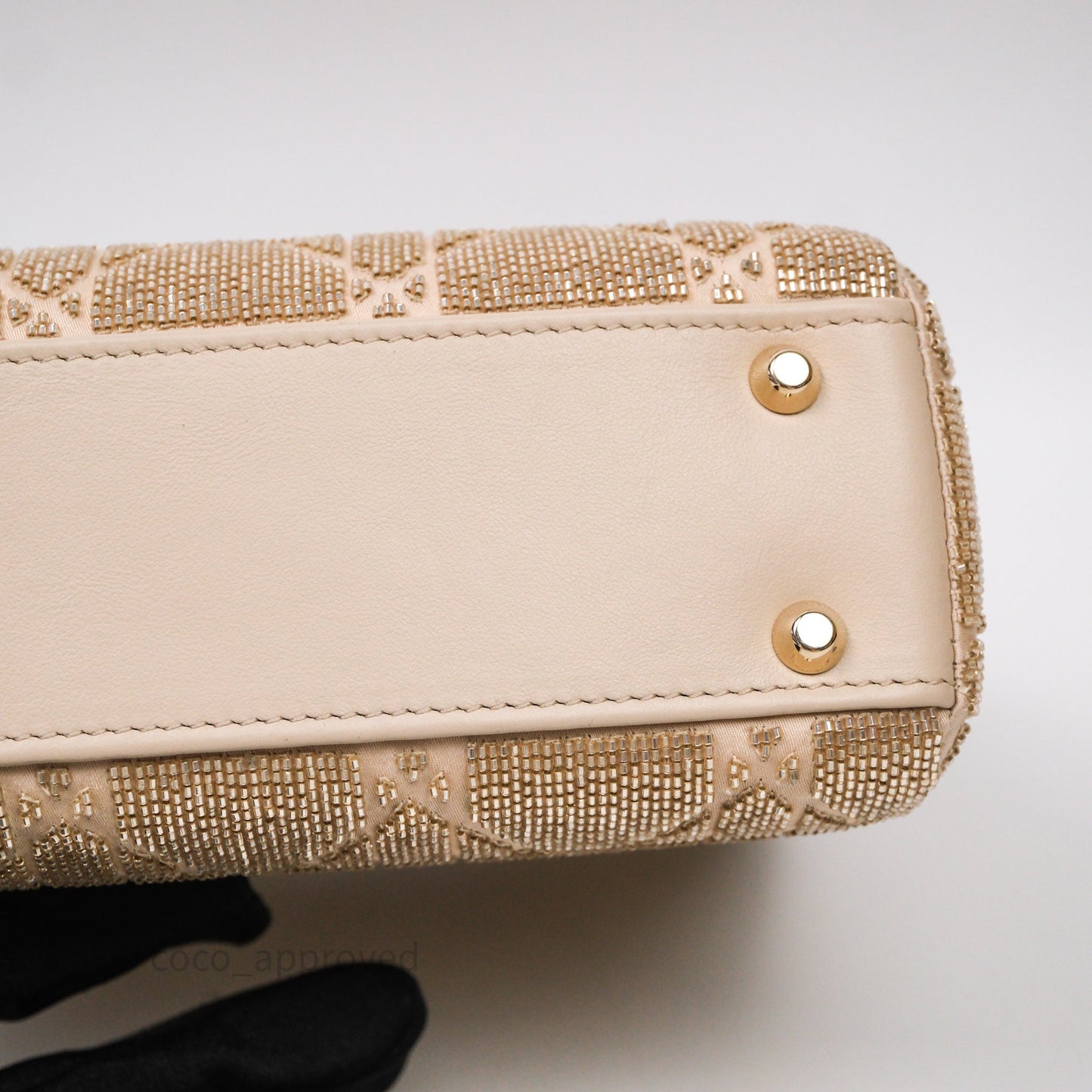 Christian Dior Mini Dior Caramel Beige Microbead-Embroidered Cotton with Cannage Motif