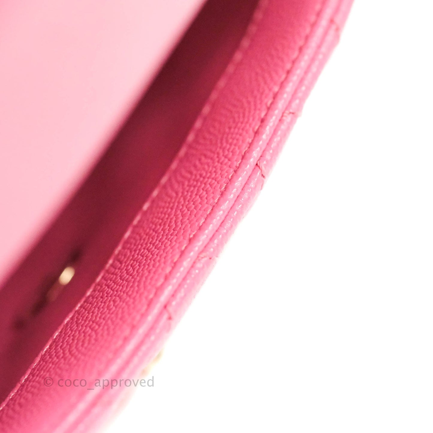 Chanel Extra Mini Coco Handle Quilted Pink Caviar Lizard Embossed Handle Gold Hardware