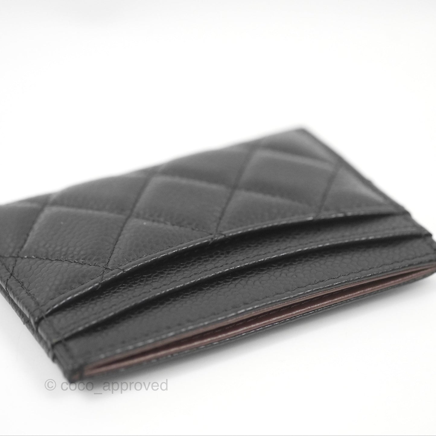 Chanel Classic Flat Card Holder Black Caviar Gold Hardware